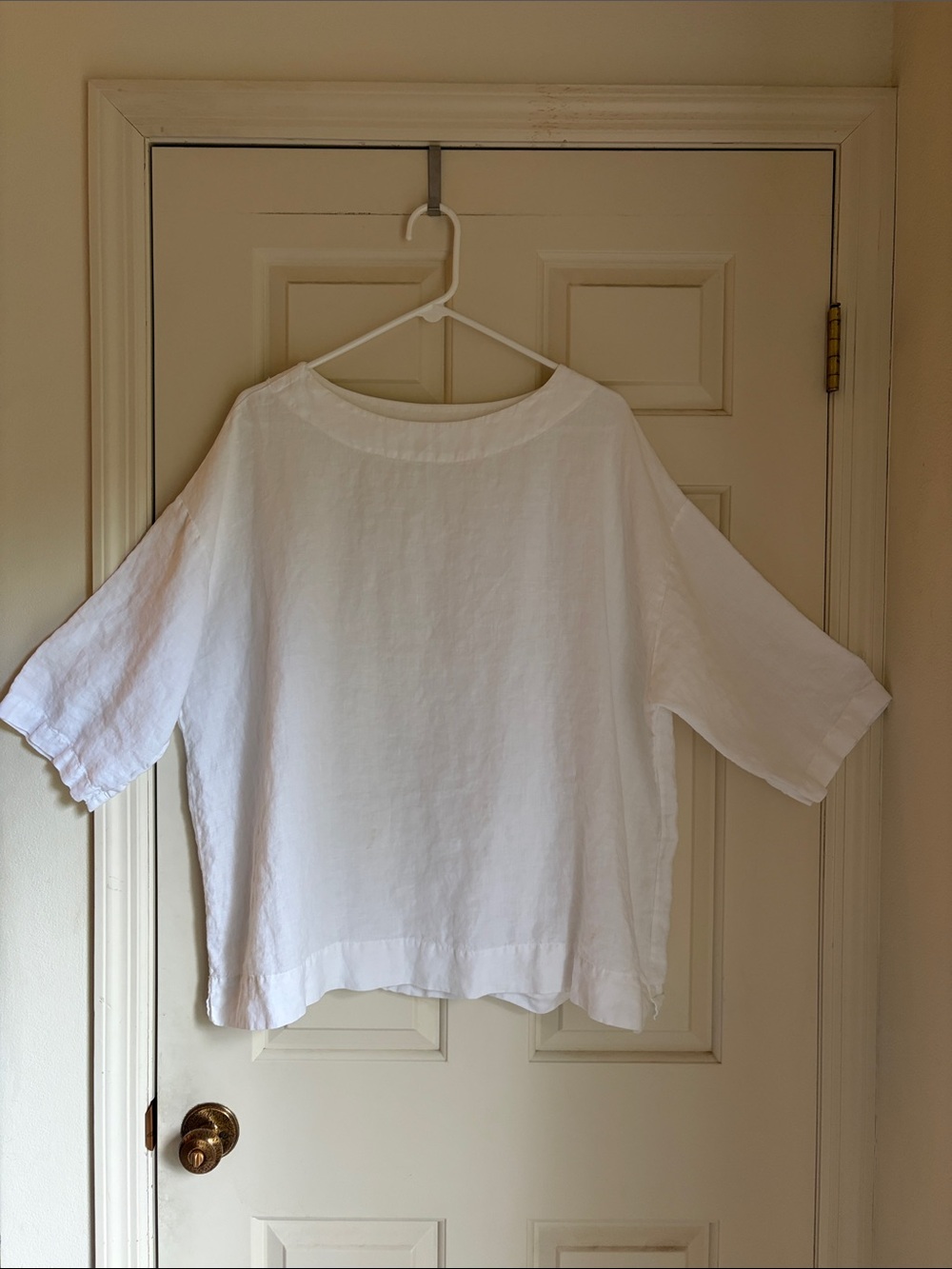 Bryn Walker White Linen Boatneck Tunic, Size Medium.100% Cotton